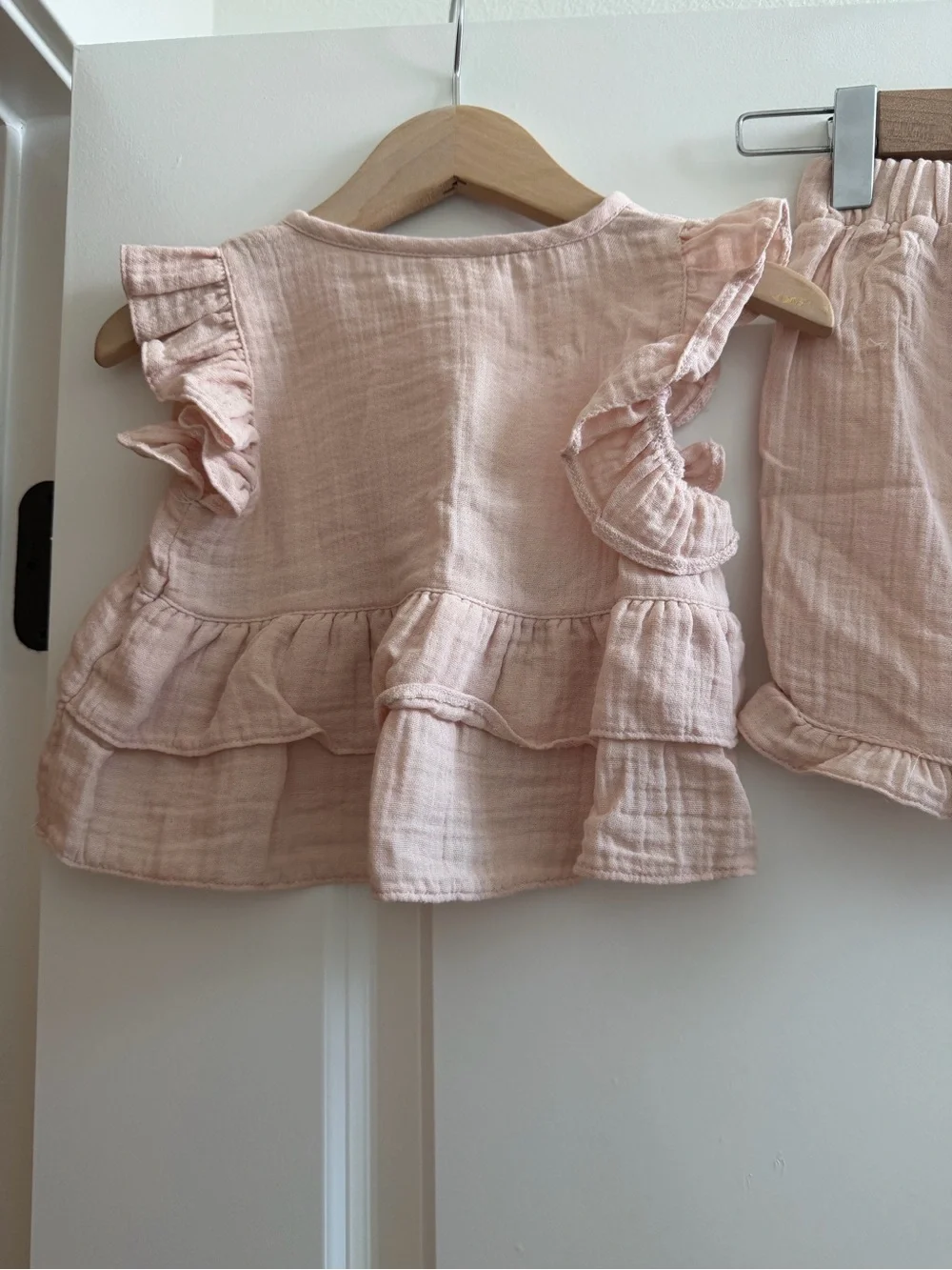 Soft Pink Ruffle Two-Piece Set for Kids - Lightweight Top & Shorts